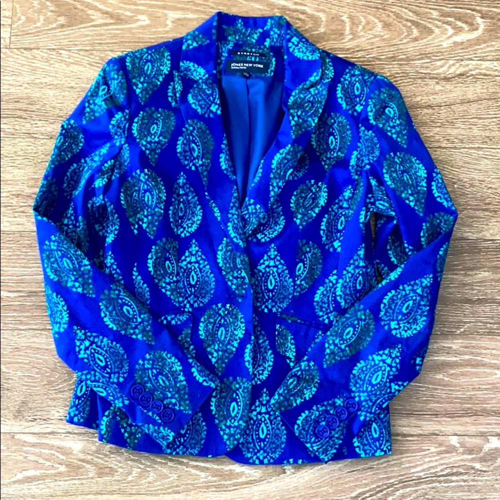 Blue and green print Blazer sz 4 Jones New York